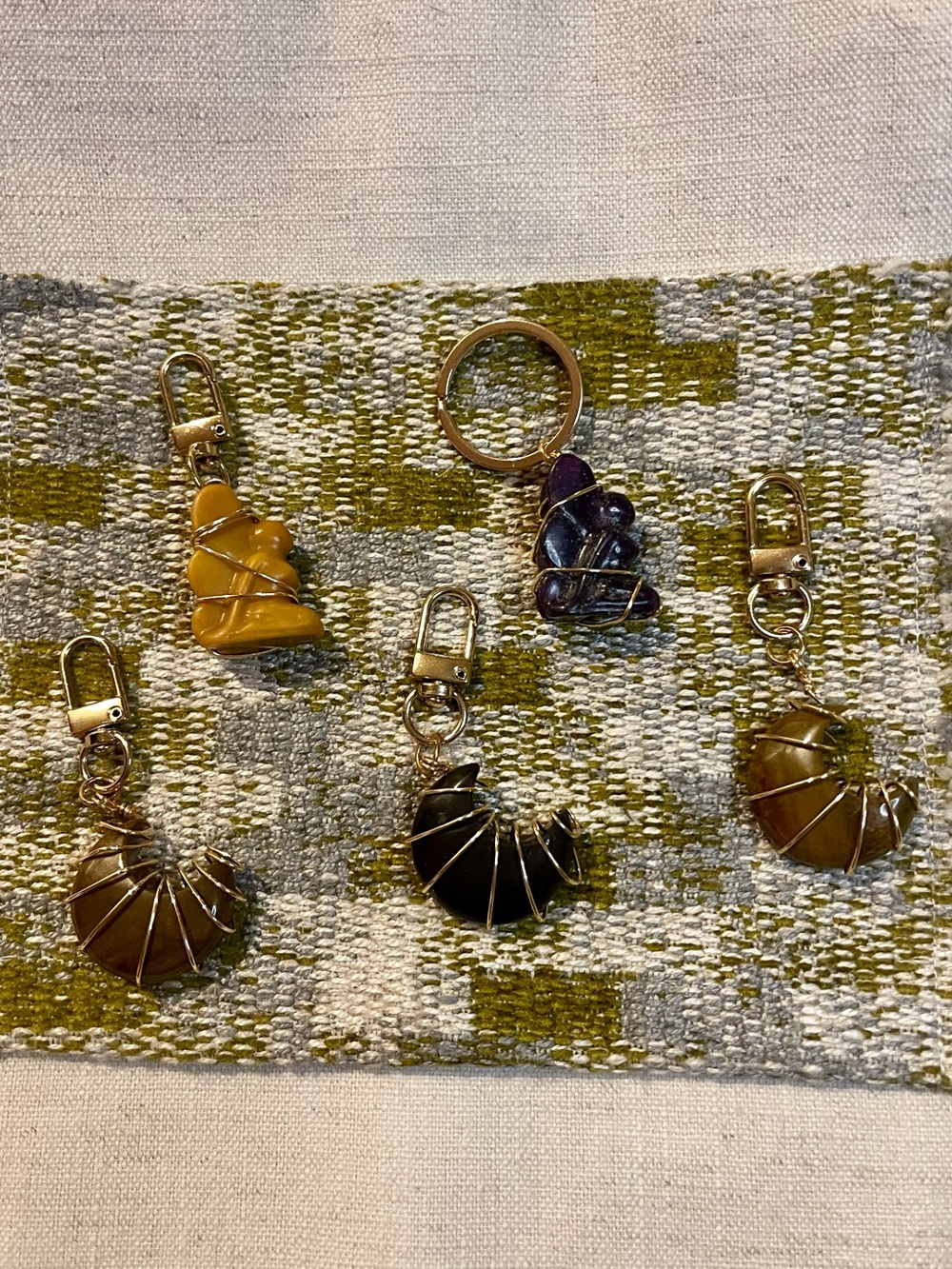 Handmade Crystal Keychain / Bag Charms Wire-Wrapped Moon or Fairy